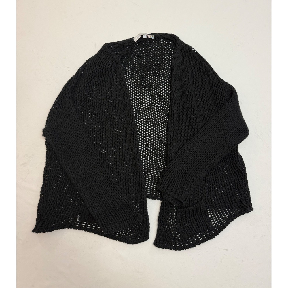 La Fee Maraboutee Black Open Knit Cardigan Sweater Size 1 Open Front Layering